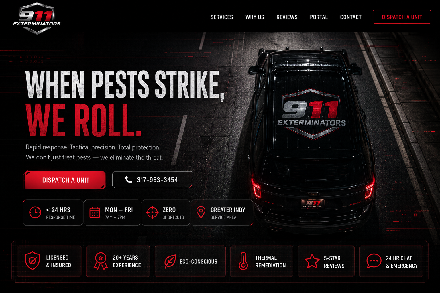 911 Exterminators website — RouteHyve client
